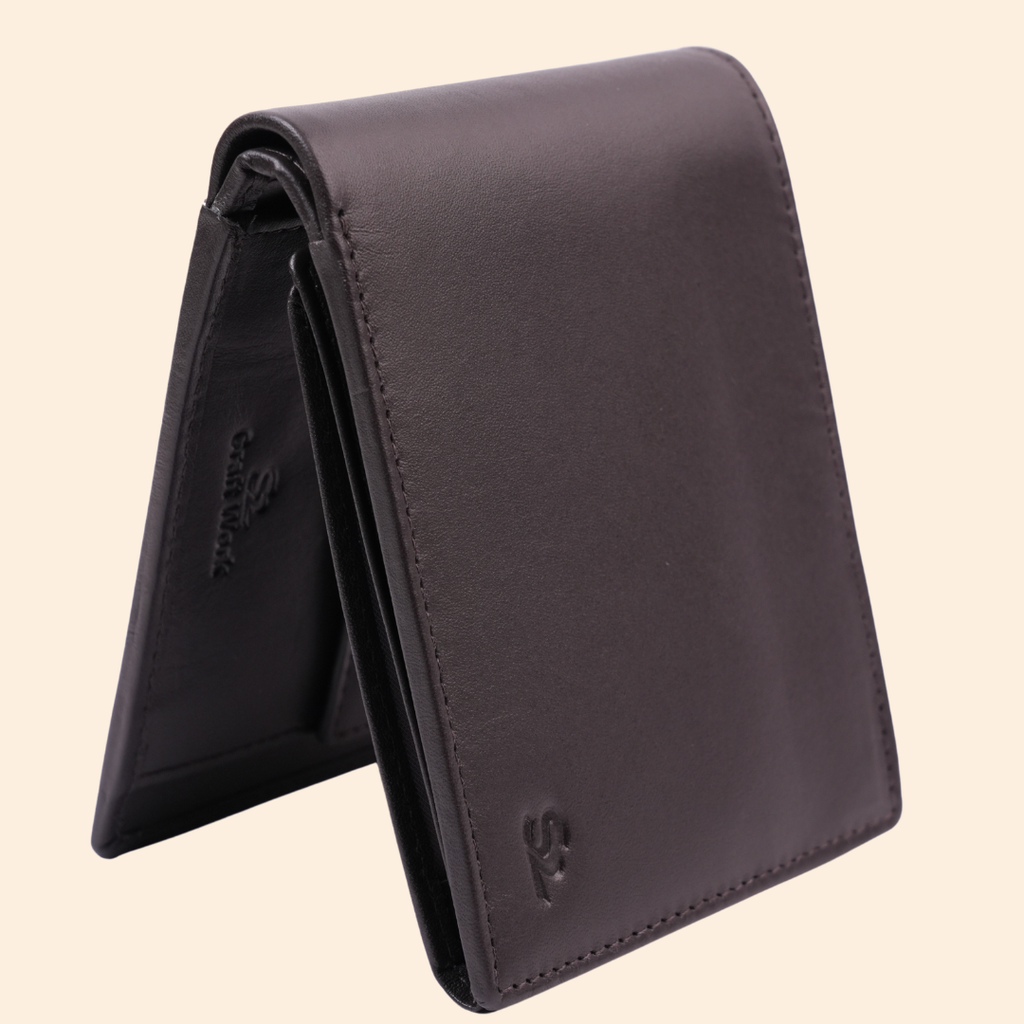 Leather Coffee Brown Bi-Fold Wallet for Men