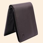 Leather Coffee Brown Bi-Fold Wallet for Men