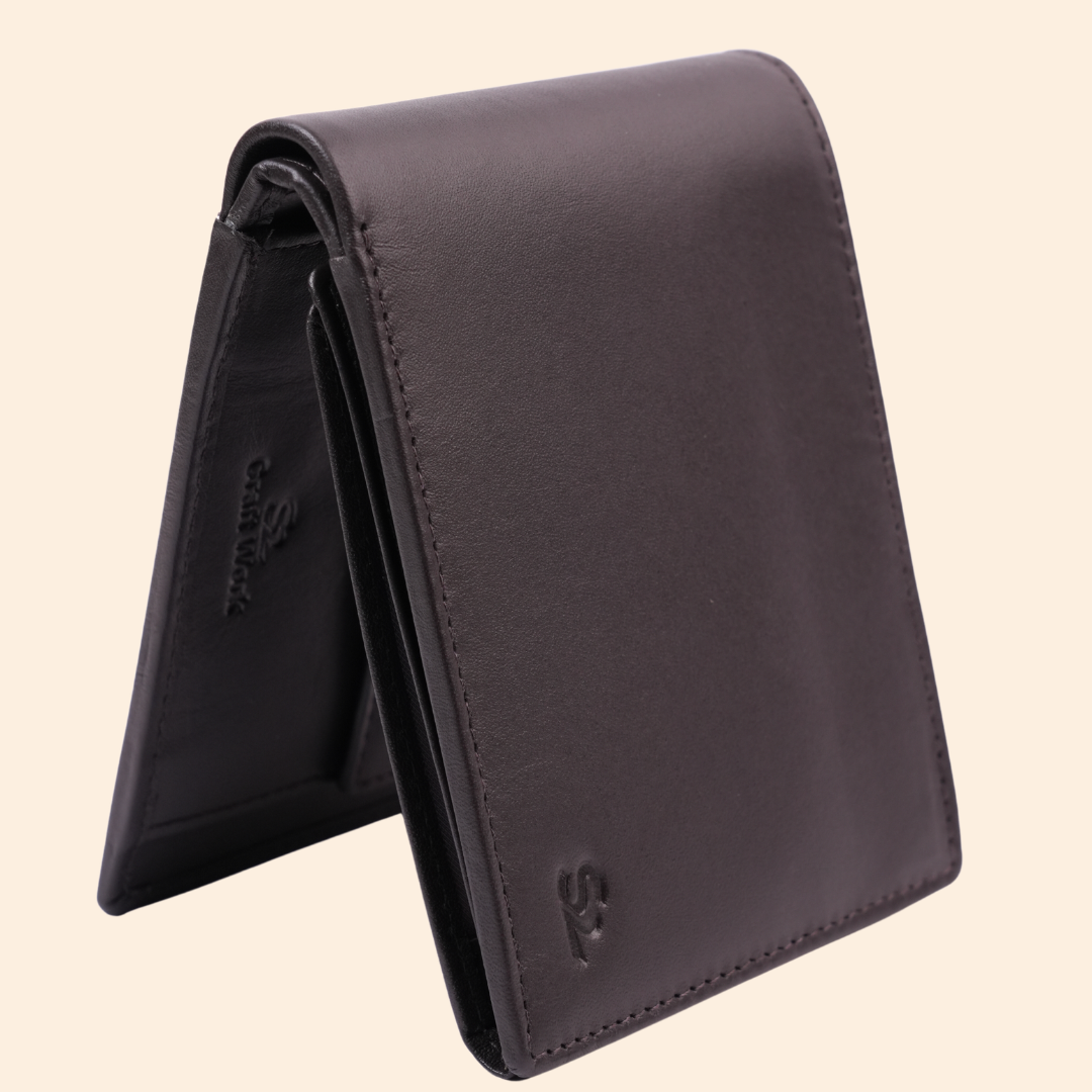 Leather Coffee Brown Bi-Fold Wallet for Men