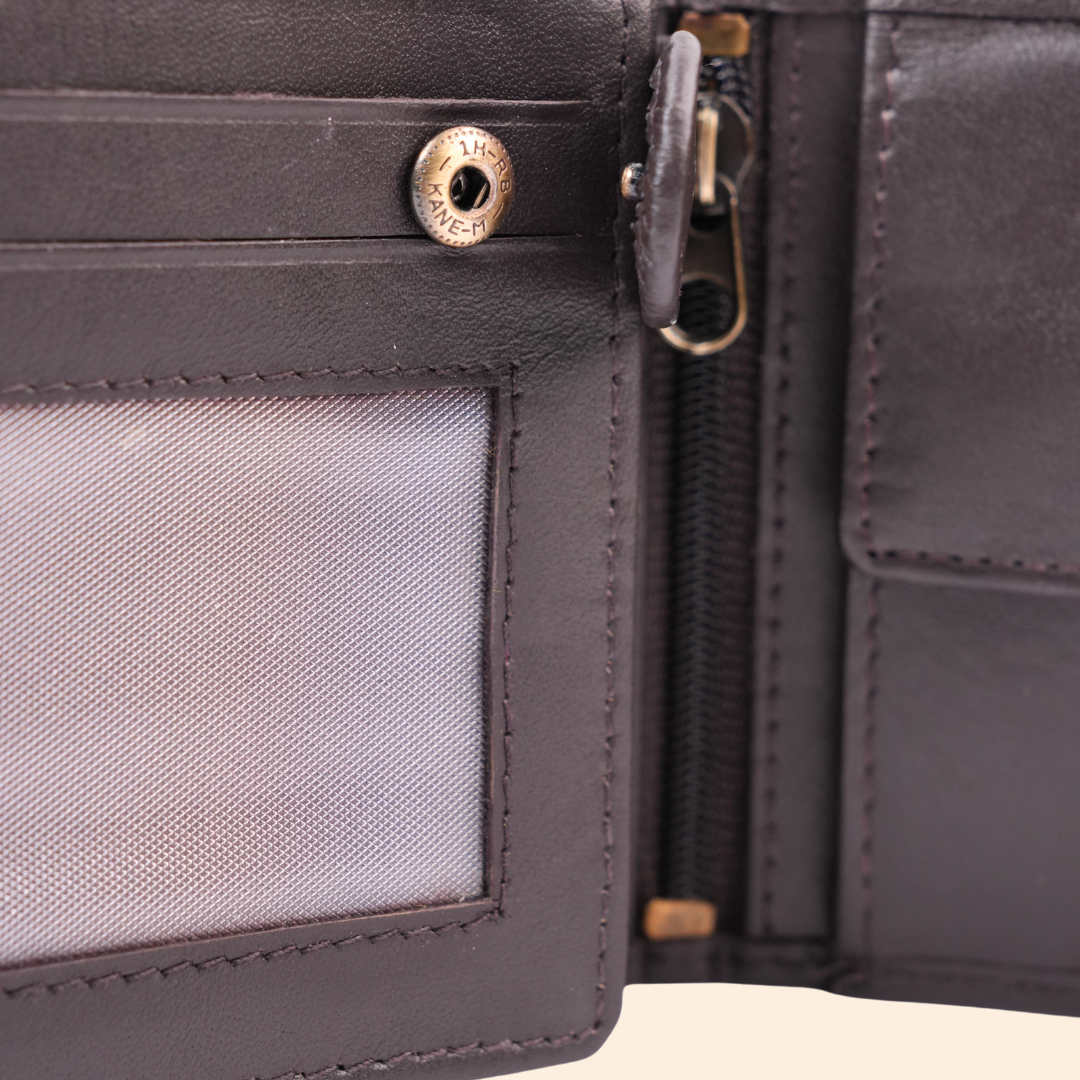 Leather Coffee Brown Bi-Fold Wallet for Men