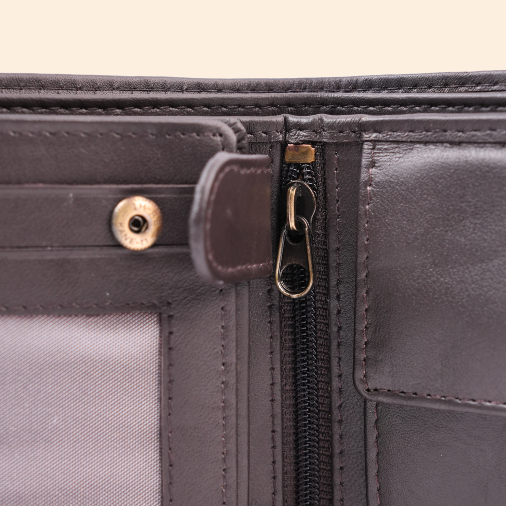 Leather Coffee Brown Bi-Fold Wallet for Men
