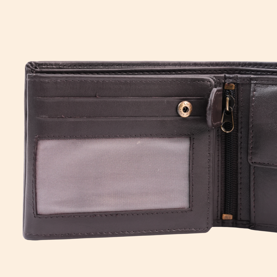 Leather Coffee Brown Bi-Fold Wallet for Men