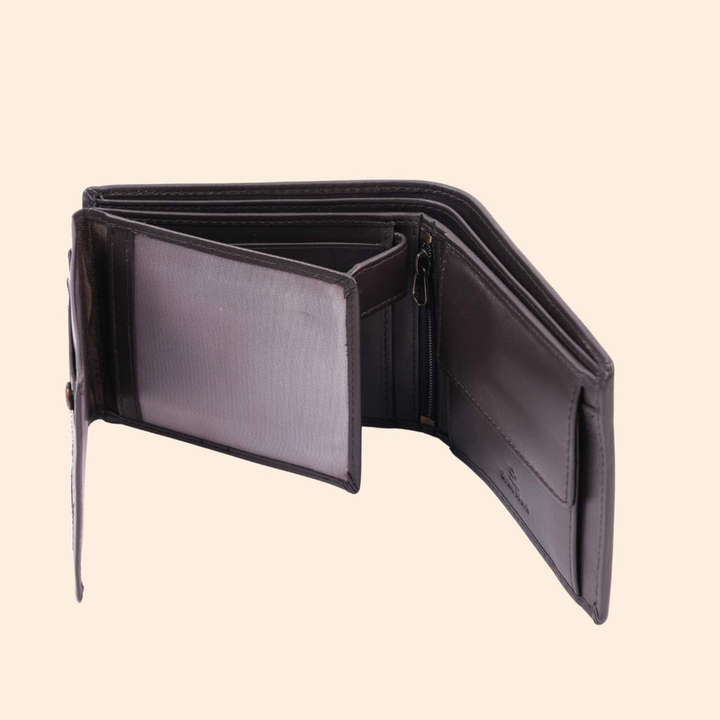 Leather Coffee Brown Bi-Fold Wallet for Men