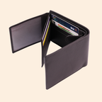 Leather Coffee Brown Bi-Fold Wallet for Men