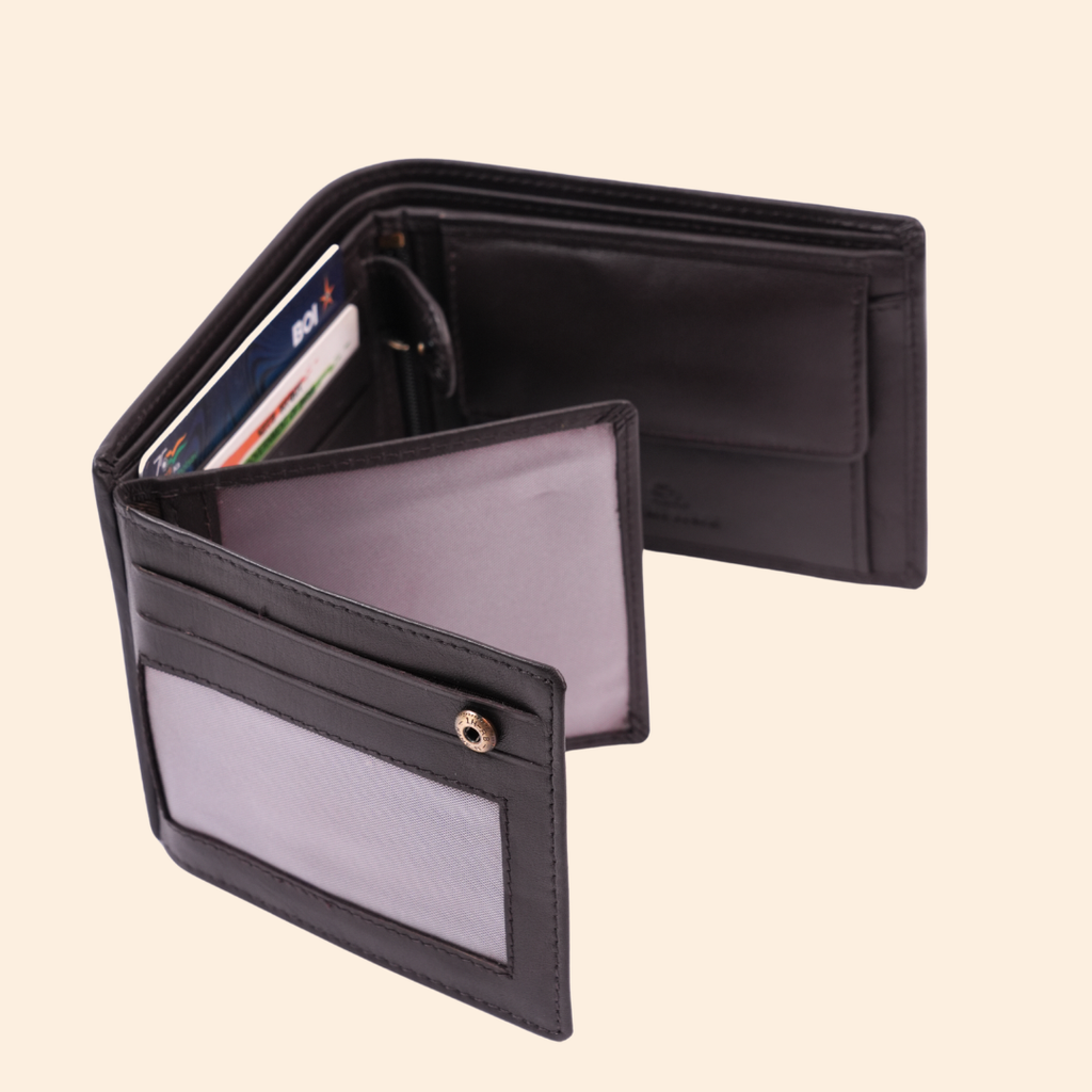 Leather Coffee Brown Bi-Fold Wallet for Men