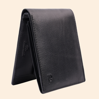 Leather Black Bi-Fold Wallet for Men