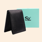 Leather Black Bi-Fold Wallet for Men
