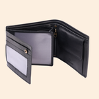 Leather Black Bi-Fold Wallet for Men