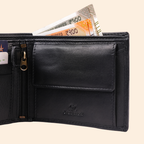 Leather Black Bi-Fold Wallet for Men