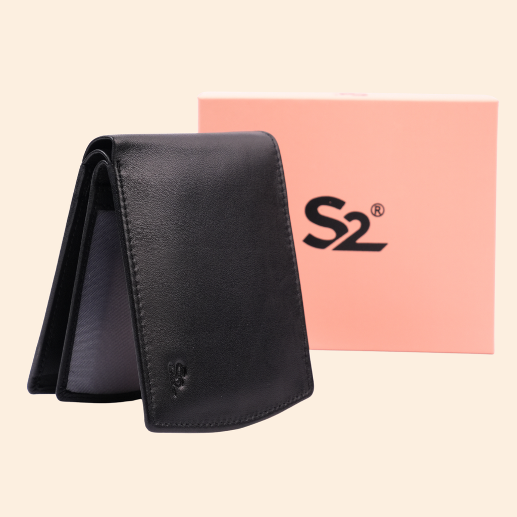 Classic Black Leather Bi-Fold Wallet for Men