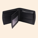 Classic Black Leather Bi-Fold Wallet for Men