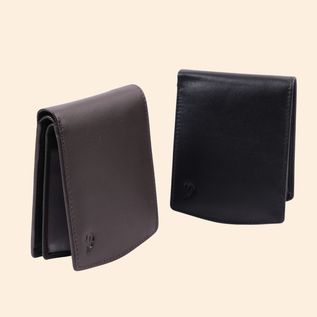 Classic Black Leather Bi-Fold Wallet for Men