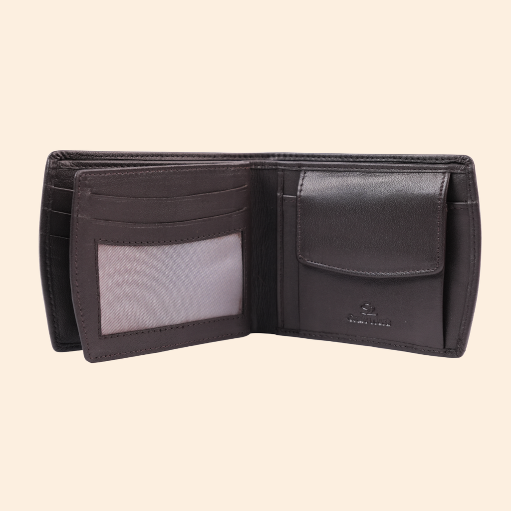 Classic Dark Brown Leather Bi-Fold Wallet for Men