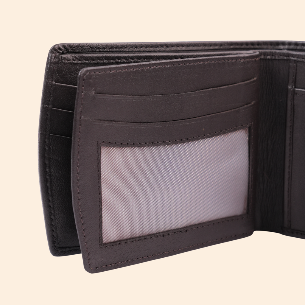 Classic Dark Brown Leather Bi-Fold Wallet for Men