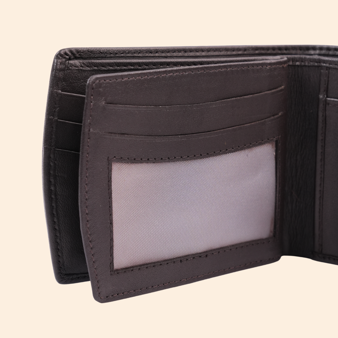 Classic Dark Brown Leather Bi-Fold Wallet for Men