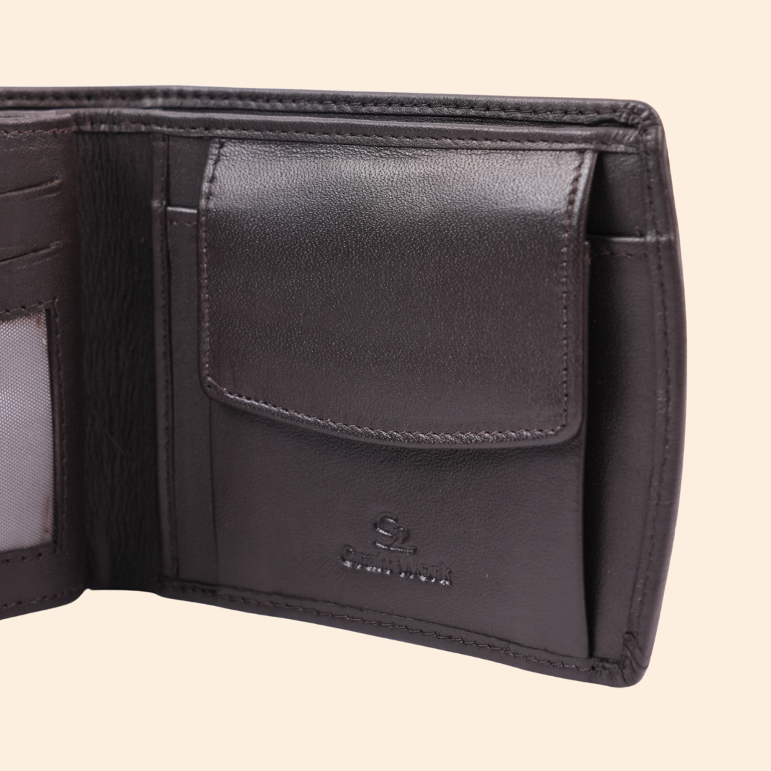 Classic Dark Brown Leather Bi-Fold Wallet for Men