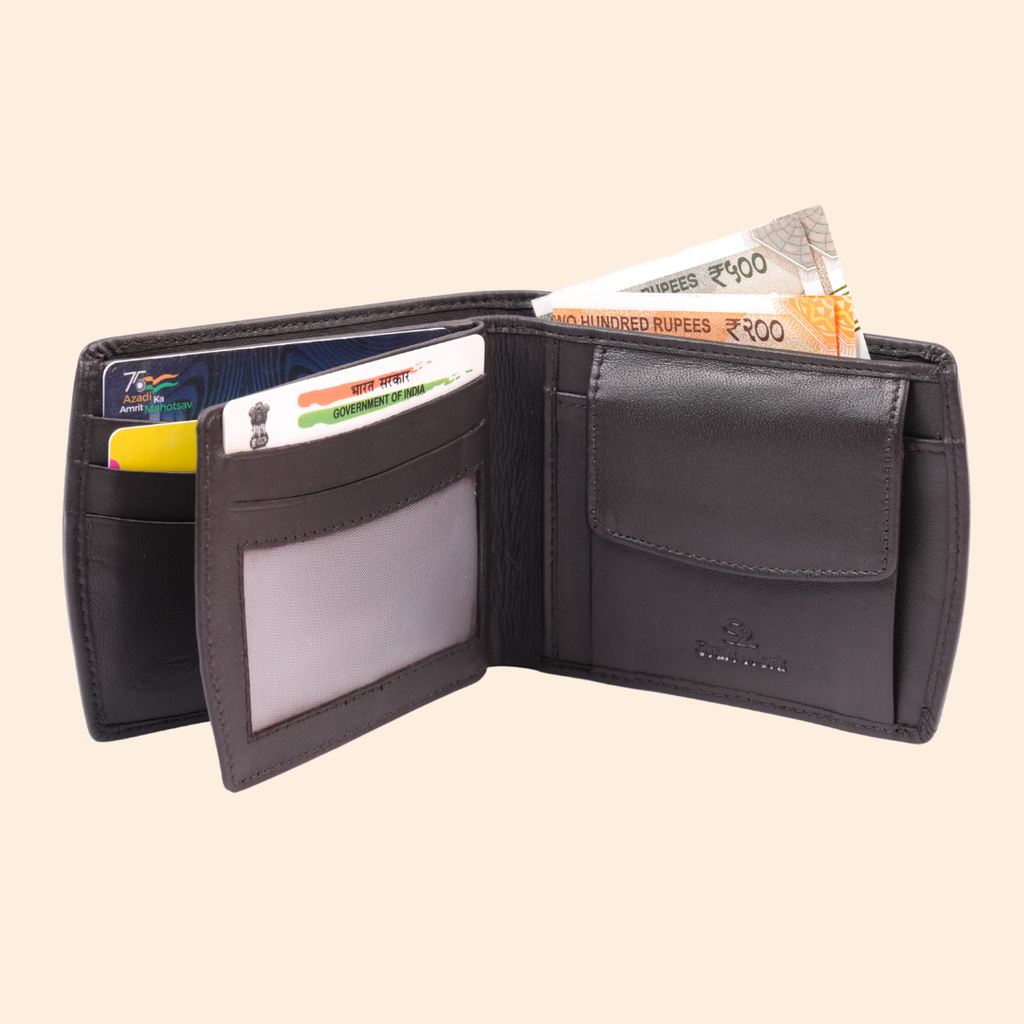 Classic Dark Brown Leather Bi-Fold Wallet for Men