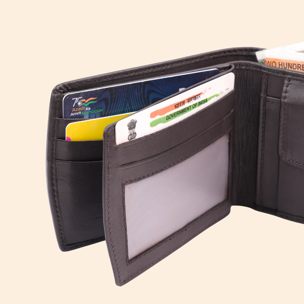 Classic Dark Brown Leather Bi-Fold Wallet for Men