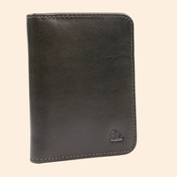 Dark Grey Leather Bi-Fold Wallet for Men