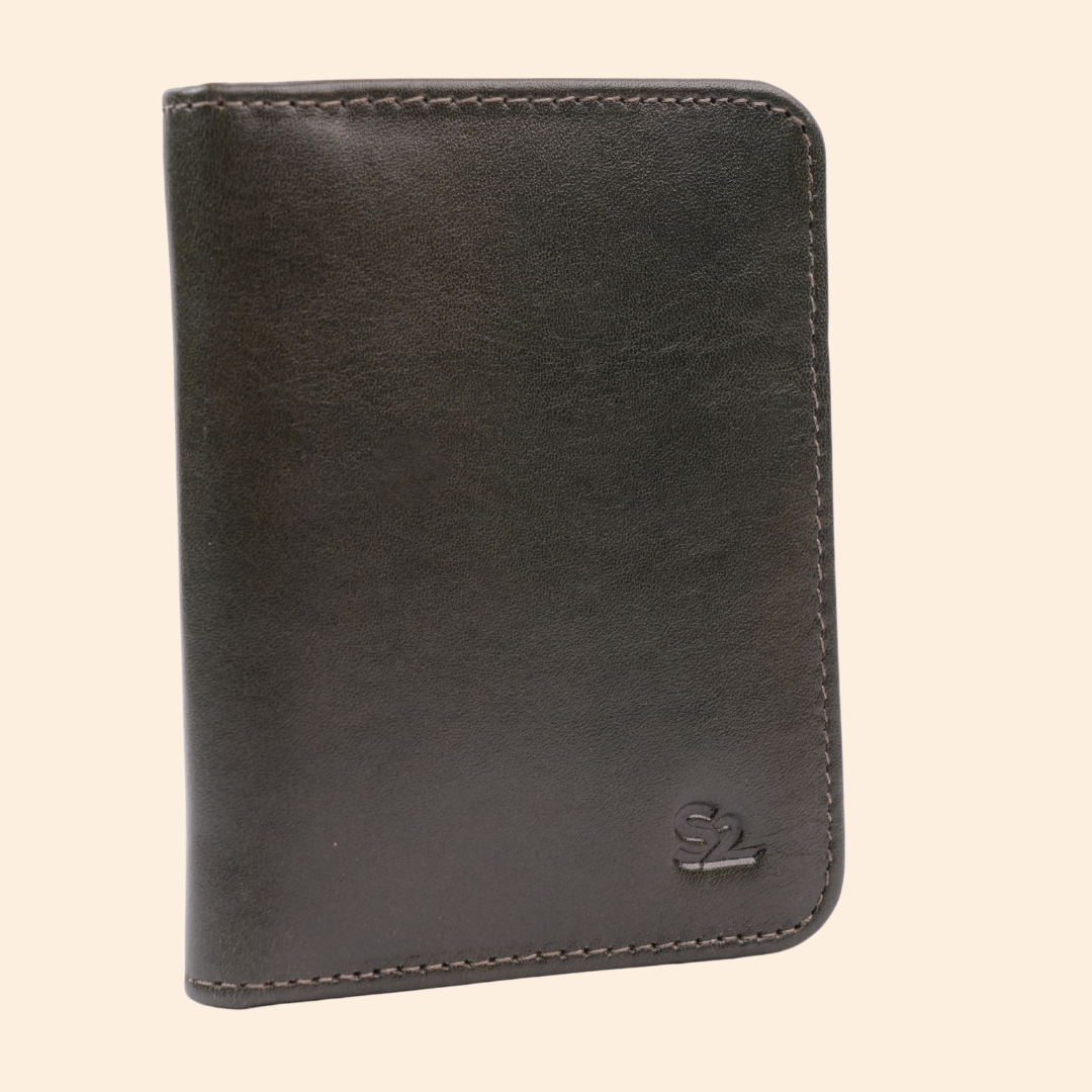 Dark Grey Leather Bi-Fold Wallet for Men