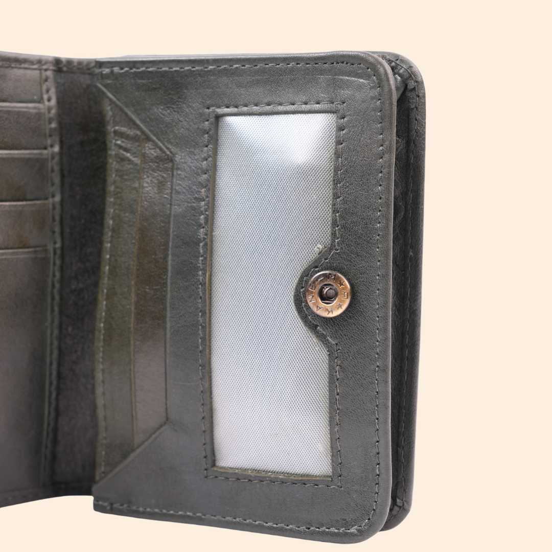 Dark Grey Leather Bi-Fold Wallet for Men