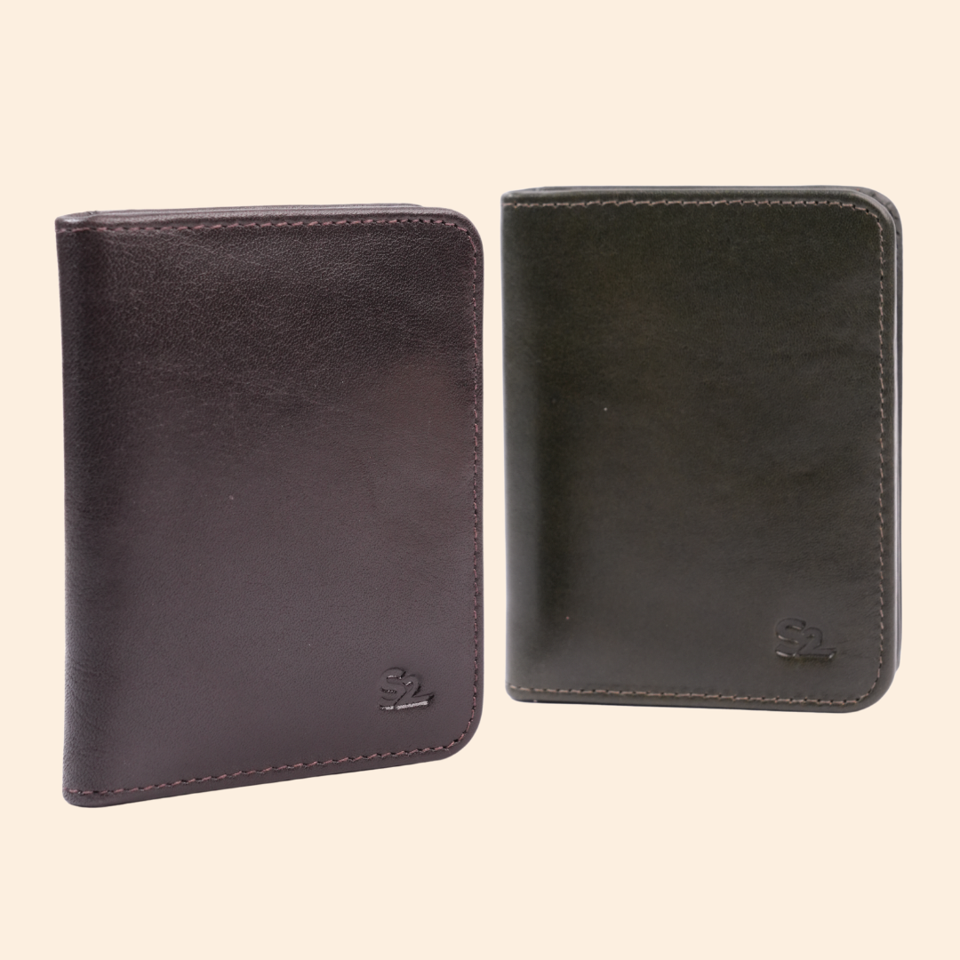 Dark Grey Leather Bi-Fold Wallet for Men