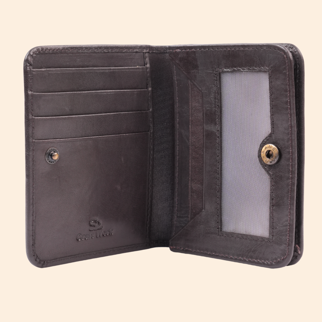 Maroon Leather Bi-Fold Wallet for Men