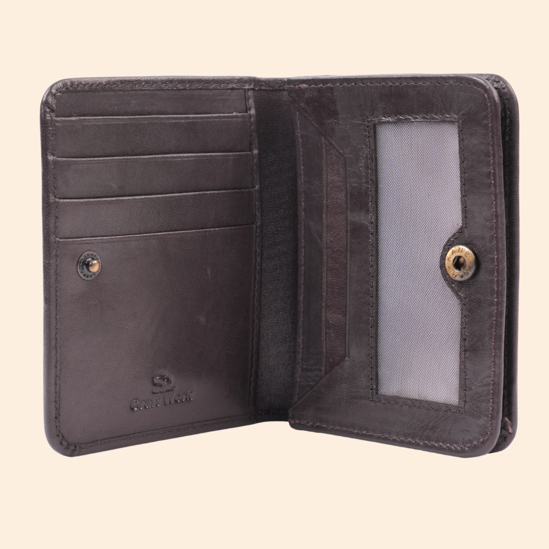 Maroon Leather Bi-Fold Wallet for Men