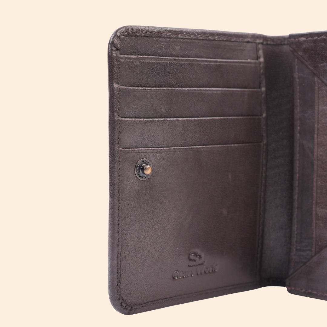 Maroon Leather Bi-Fold Wallet for Men
