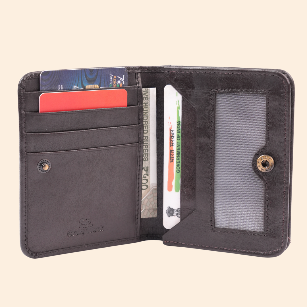 Maroon Leather Bi-Fold Wallet for Men