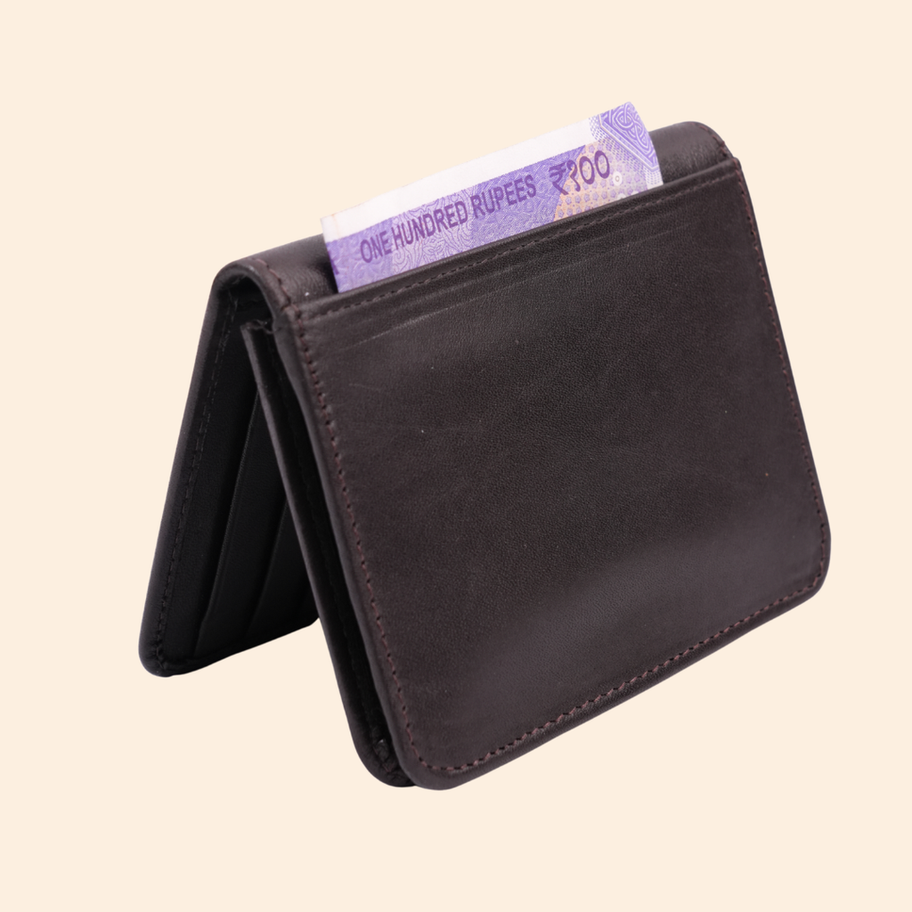 Maroon Leather Bi-Fold Wallet for Men