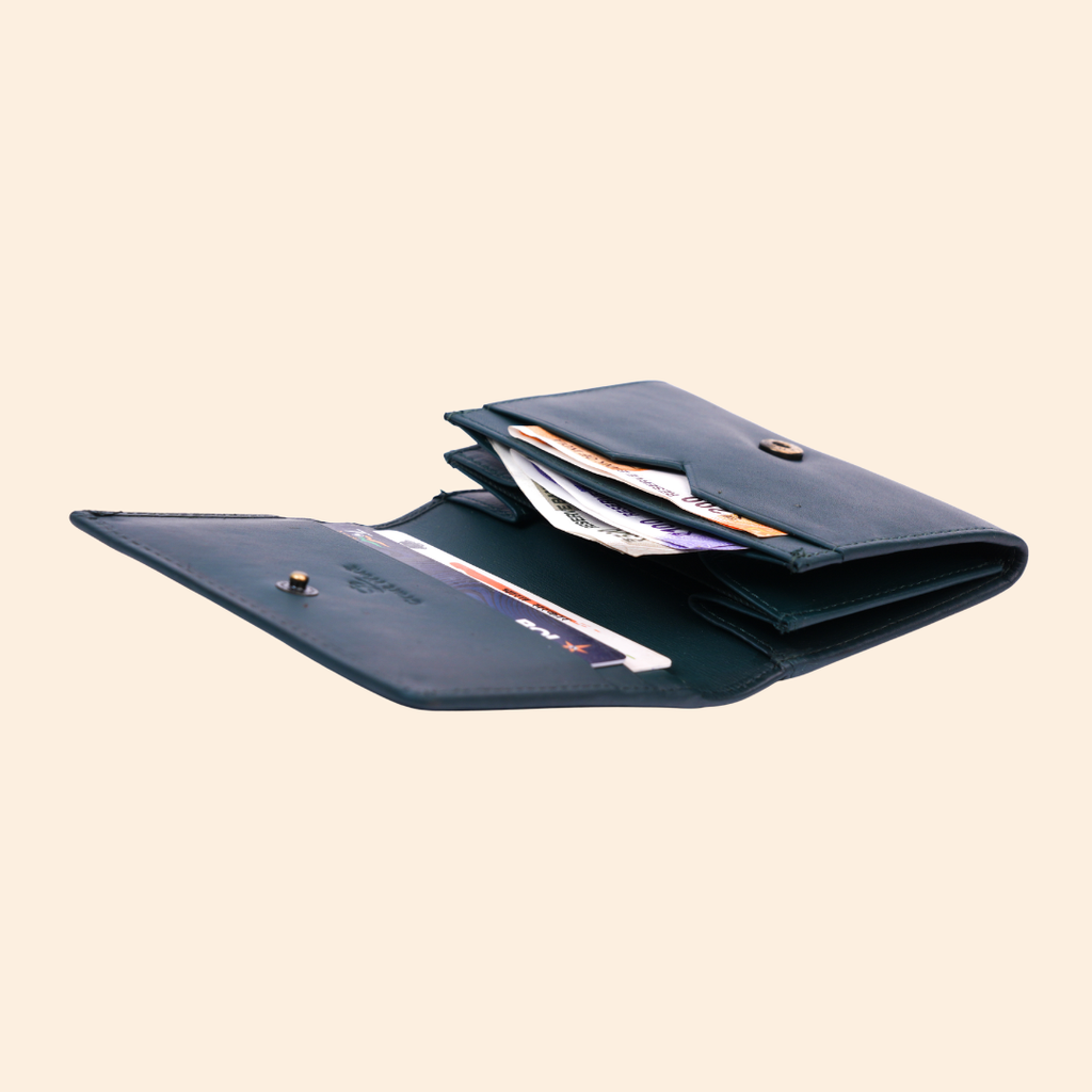 Deep Navy Blue Premium Leather Card Holder