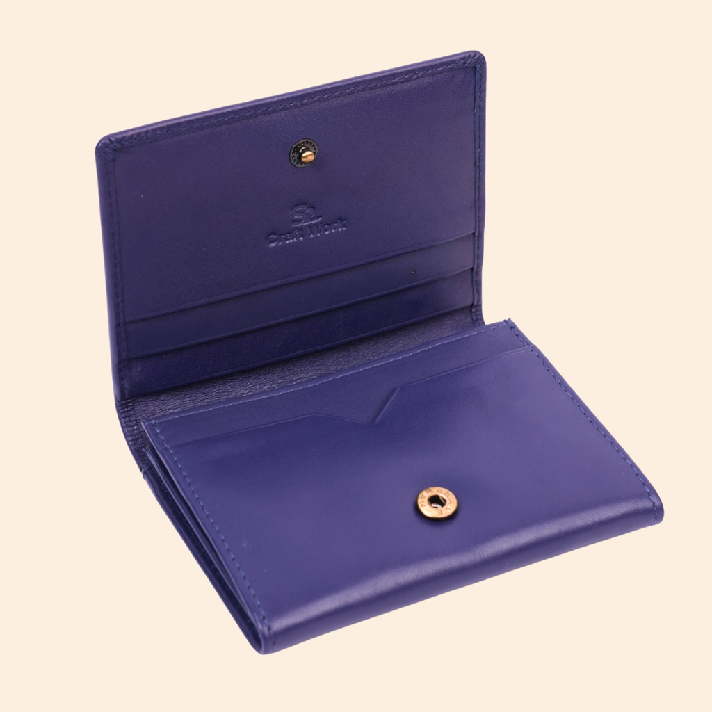 Deep Navy Blue Premium Leather Card Holder