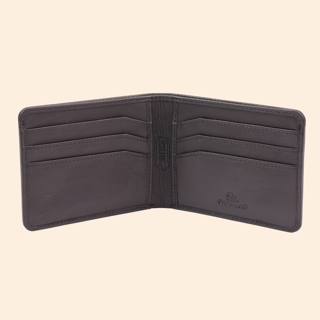 Premium Leather Wallet with Coin Pocket & ID Window for Men | Coffee Brown