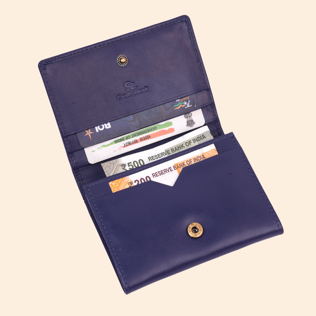 Deep Navy Blue Premium Leather Card Holder