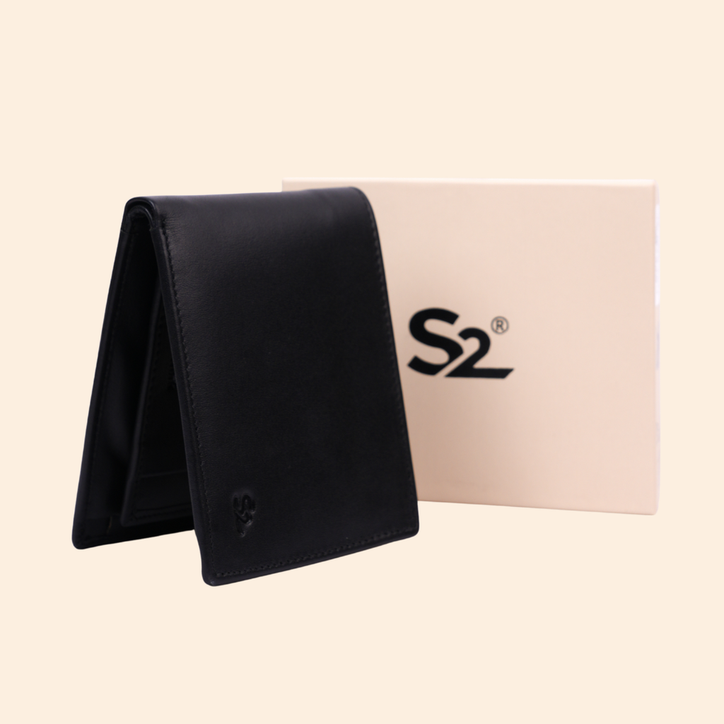 Leather Bifold Wallet for Men | Black | Coin Pocket Wallet