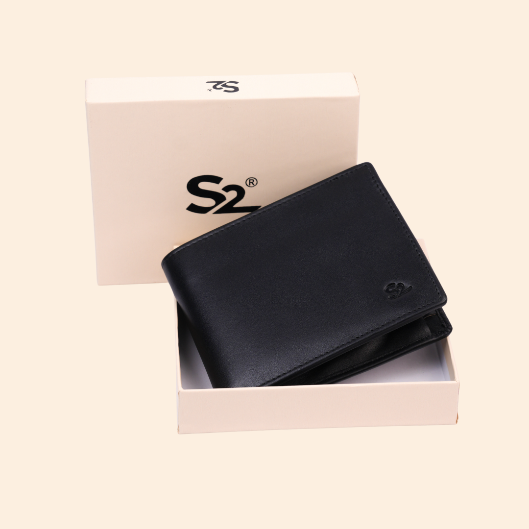 Leather Bifold Wallet for Men | Black | Coin Pocket Wallet
