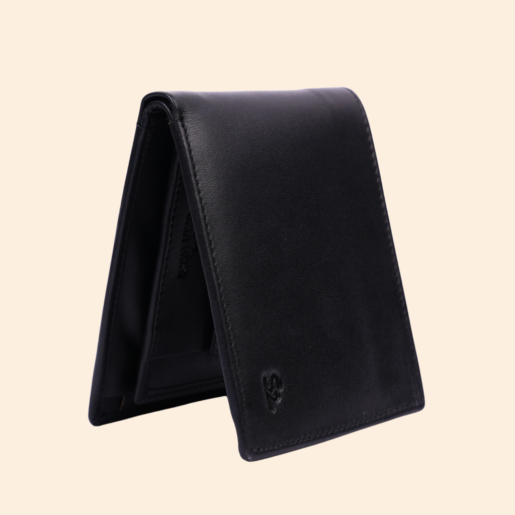 Leather Bifold Wallet for Men | Black | Coin Pocket Wallet