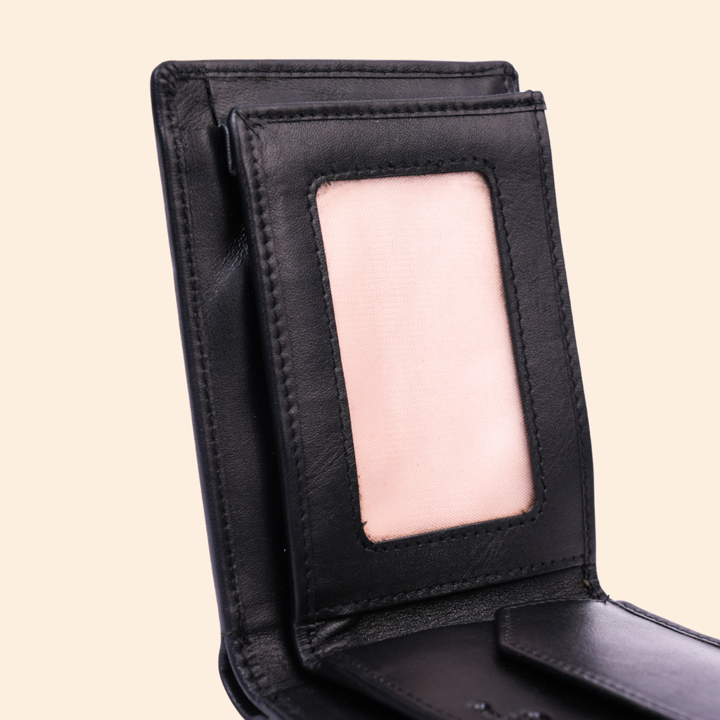 Leather Bifold Wallet for Men | Black | Coin Pocket Wallet