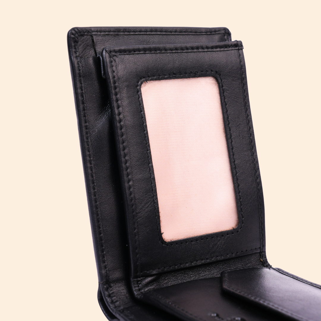 Leather Bifold Wallet for Men | Black | Coin Pocket Wallet