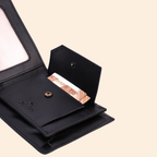 Leather Bifold Wallet for Men | Black | Coin Pocket Wallet