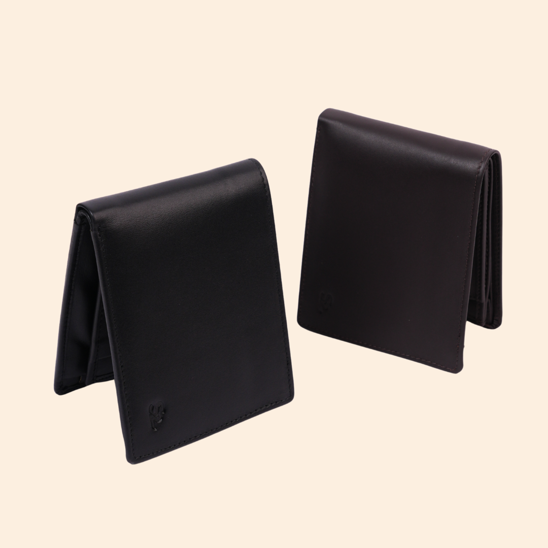 Leather Bifold Wallet for Men | Black | Coin Pocket Wallet