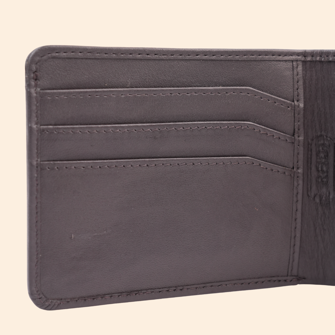 Premium Leather Wallet with Coin Pocket & ID Window for Men | Coffee Brown