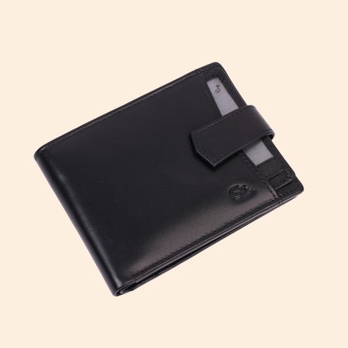 Black Men's Leather Money Clip Wallet | Minimalist Front Pocket Wallet