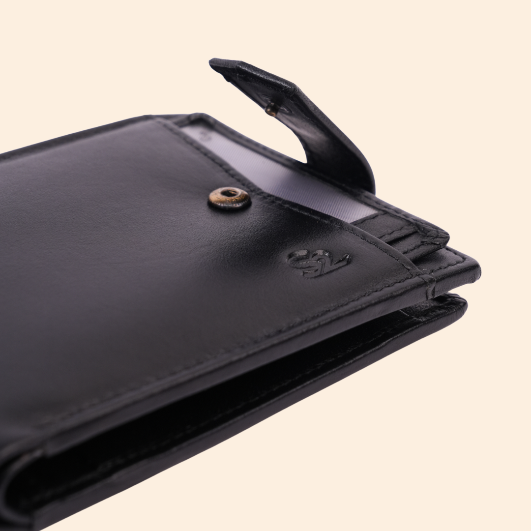 Black Men's Leather Money Clip Wallet | Minimalist Front Pocket Wallet