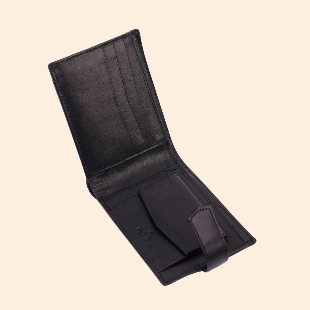 Black Men's Leather Money Clip Wallet | Minimalist Front Pocket Wallet