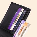 Black Men's Leather Money Clip Wallet | Minimalist Front Pocket Wallet