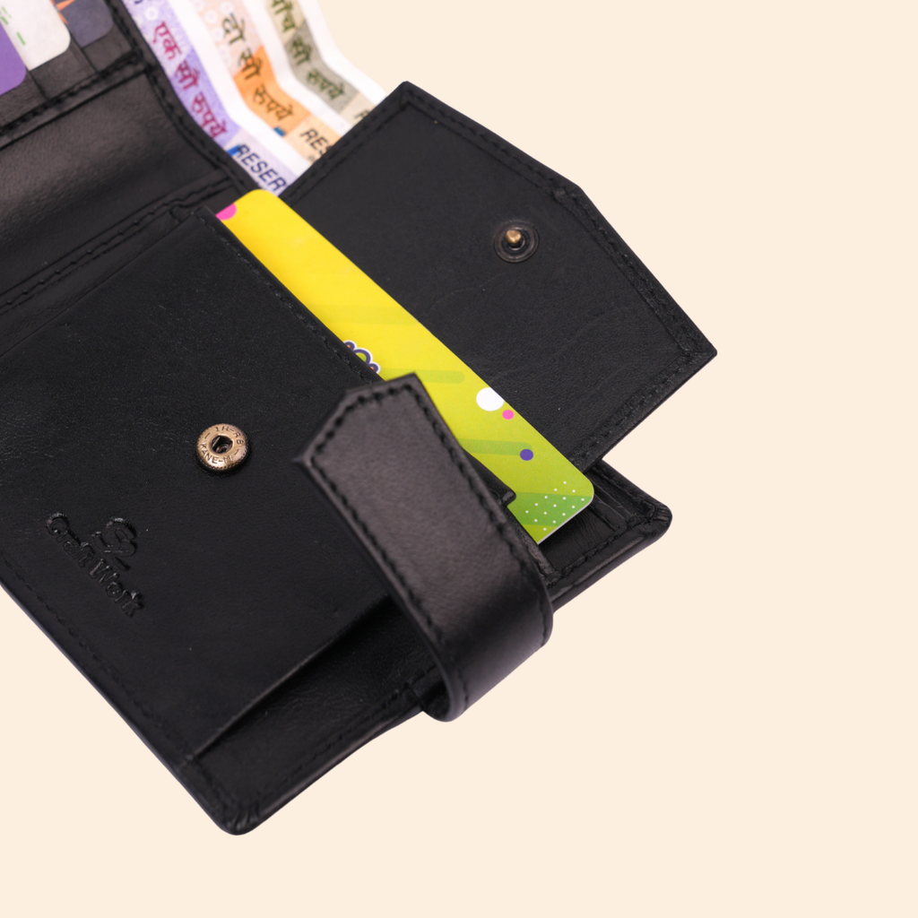 Black Men's Leather Money Clip Wallet | Minimalist Front Pocket Wallet