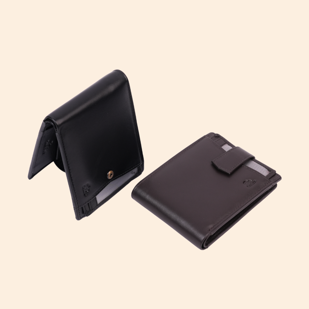 Black Men's Leather Money Clip Wallet | Minimalist Front Pocket Wallet