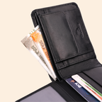 Premium Crocodile Pattern Genuine Leather Wallet for Men | RFID Protected | Black Vertical Wallet